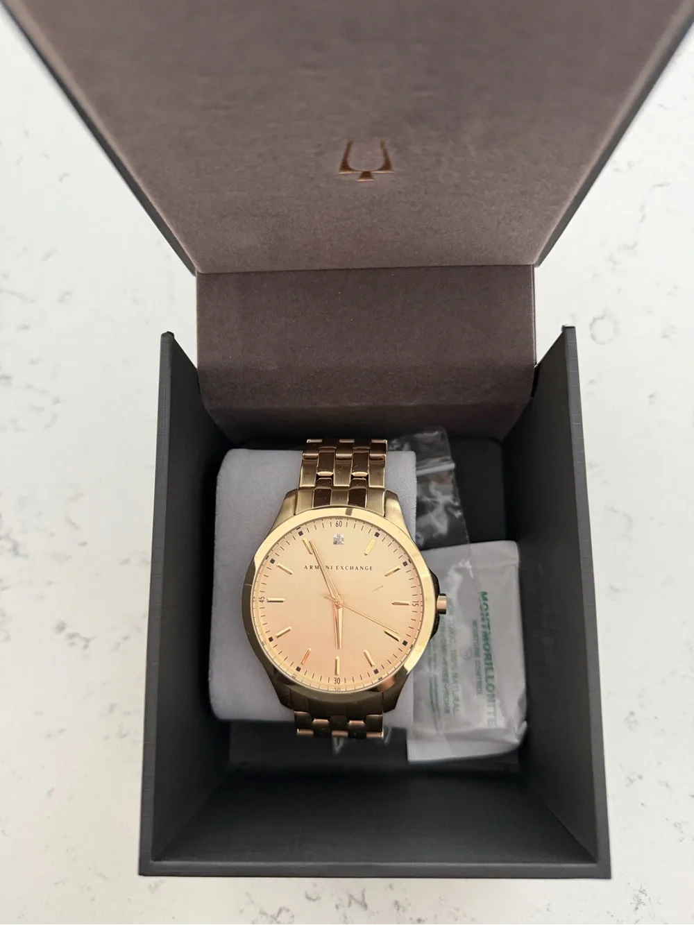 Armani Exchange Gold Men's Bracelet Watch with Champagne Dial